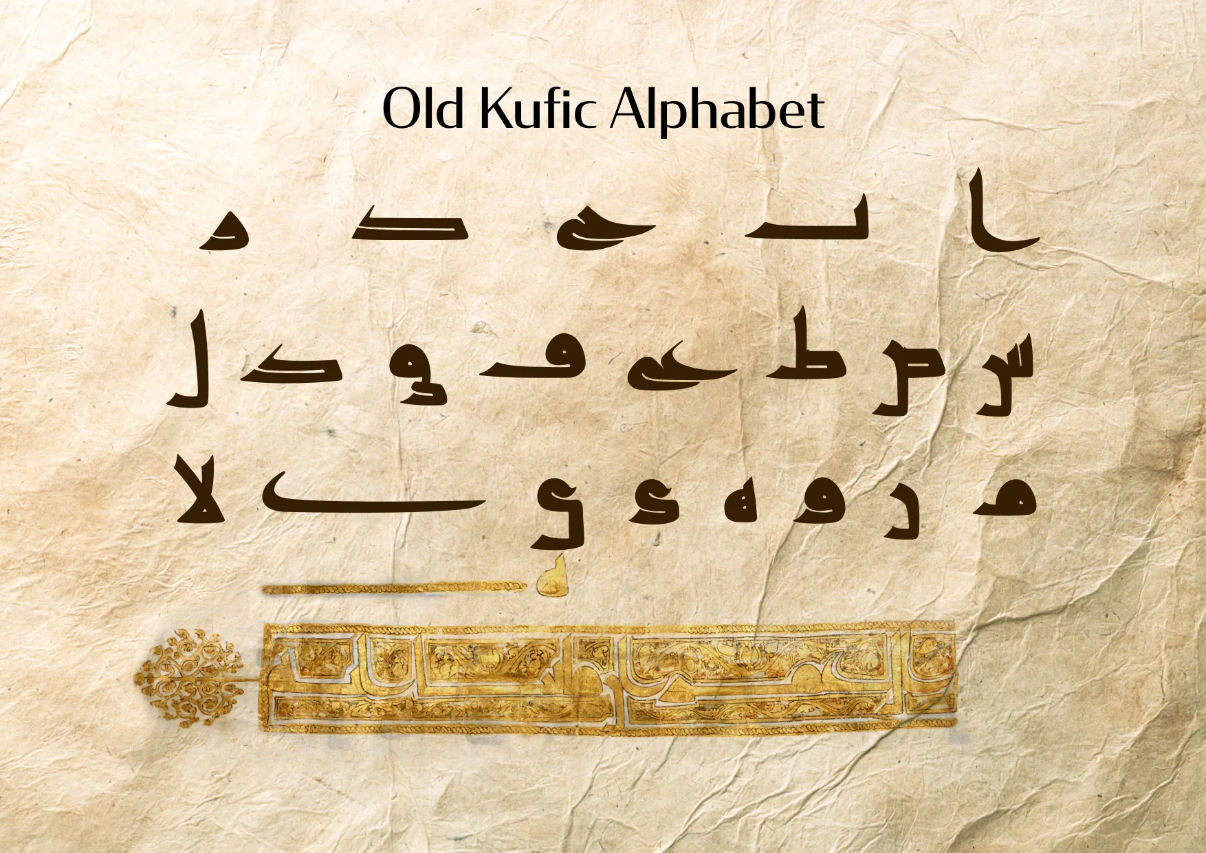 Reconstructed Kufic alphabet, arranged as a type specimen