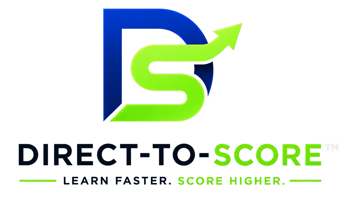 Direct-to-Score wordmark and Learn Faster, Score Higher tagline