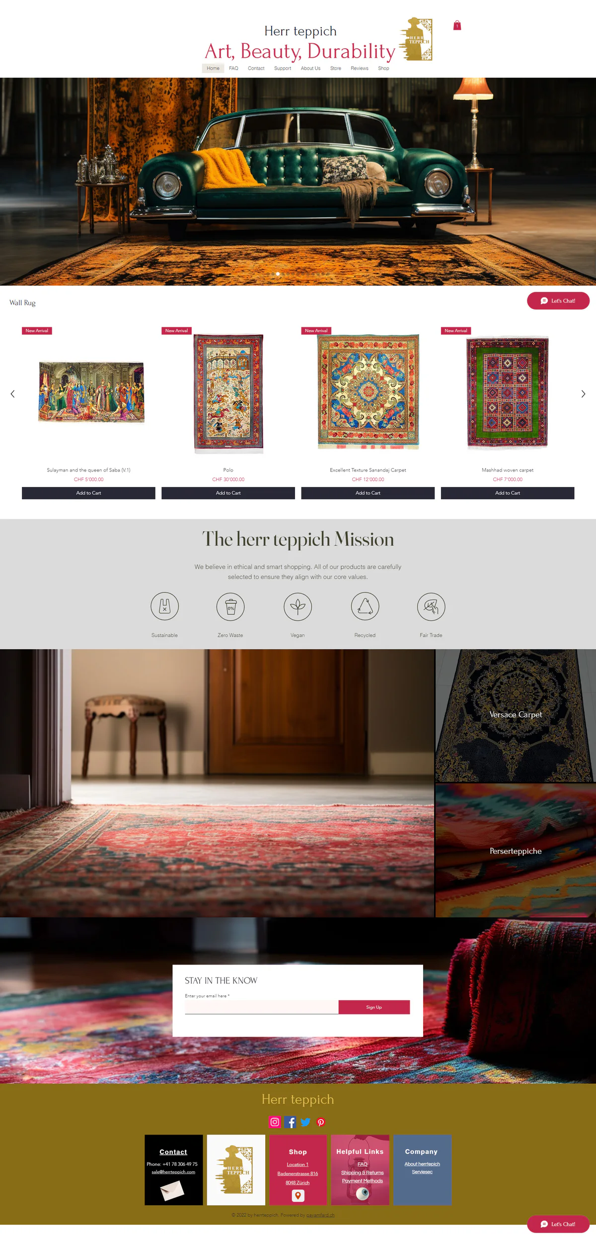Herrteppich ecommerce website design